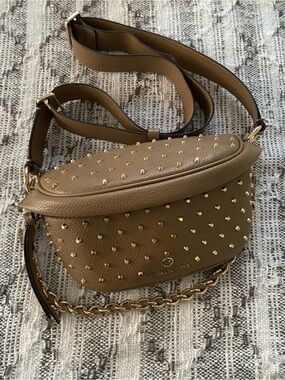 Michael Kors Husk Slater Leather Studded Crossbody Belt Sling Bag